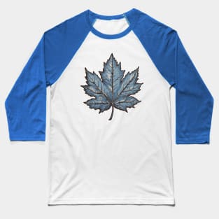 Maple Leaf in Blue Baseball T-Shirt